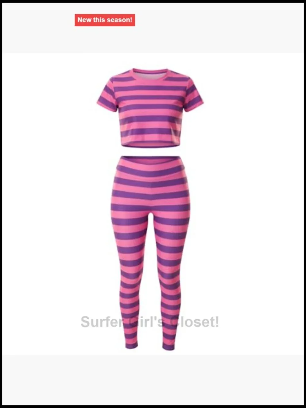 Womens Striped Crop Top Leggings Set Sexy Cosplay Costume Pajama Halloween